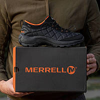 Мужские демисезоннык кроссовки Merrell Ice Cap Black Orange (черные) лёгкие текстильные кроссы 1591 Меррел