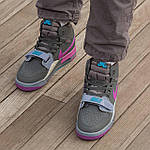 Чоловічі кросівки Nike Air Jordan Legacy Black Purple (чорні з фіолетовим і синім) кольорові високі кеди I1570 топ, фото 2