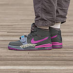 Чоловічі кросівки Nike Air Jordan Legacy Black Purple (чорні з фіолетовим і синім) кольорові високі кеди I1570 топ, фото 3