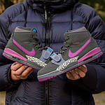 Чоловічі кросівки Nike Air Jordan Legacy Black Purple (чорні з фіолетовим і синім) кольорові високі кеди I1570 топ, фото 6