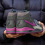 Чоловічі кросівки Nike Air Jordan Legacy Black Purple (чорні з фіолетовим і синім) кольорові високі кеди I1570 топ, фото 8