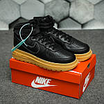 Чоловічі зимові кросівки Nike Air Force Gore-Tex (чорні) високі молодіжні кеди на платформі 1740 топ, фото 3