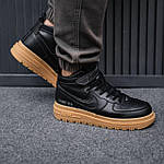 Чоловічі зимові кросівки Nike Air Force Gore-Tex (чорні) високі молодіжні кеди на платформі 1740 топ, фото 9