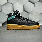 Чоловічі зимові кросівки Nike Air Force Gore-Tex (чорні) високі молодіжні кеди на платформі 1740 топ, фото 10