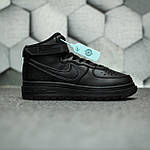 Чоловічі зимові кросівки Nike Air Force Gore-Tex (чорні) високі модні кеди на товстій підошві 1739 топ, фото 10