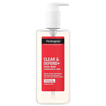 Пінка для вмивання проблемної шкіри з AHA/BHA/PHA-кислотами Neutrogena Clear & Defend+ Facial Wash 200 мл