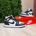Чоловічі зимові кросівки Nike AIR Jordan 1 (білі з чорним) модні повсякденні кроси 4031 Найктоп, фото 4