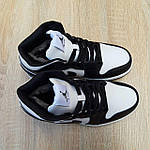 Чоловічі зимові кросівки Nike AIR Jordan 1 (білі з чорним) модні повсякденні кроси 4031 Найктоп, фото 7