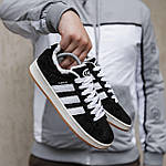 Чоловічі зимові кросівки Adidas Campus (чорні) спортивні повсякденні кроси 2513 Адідас топ, фото 9