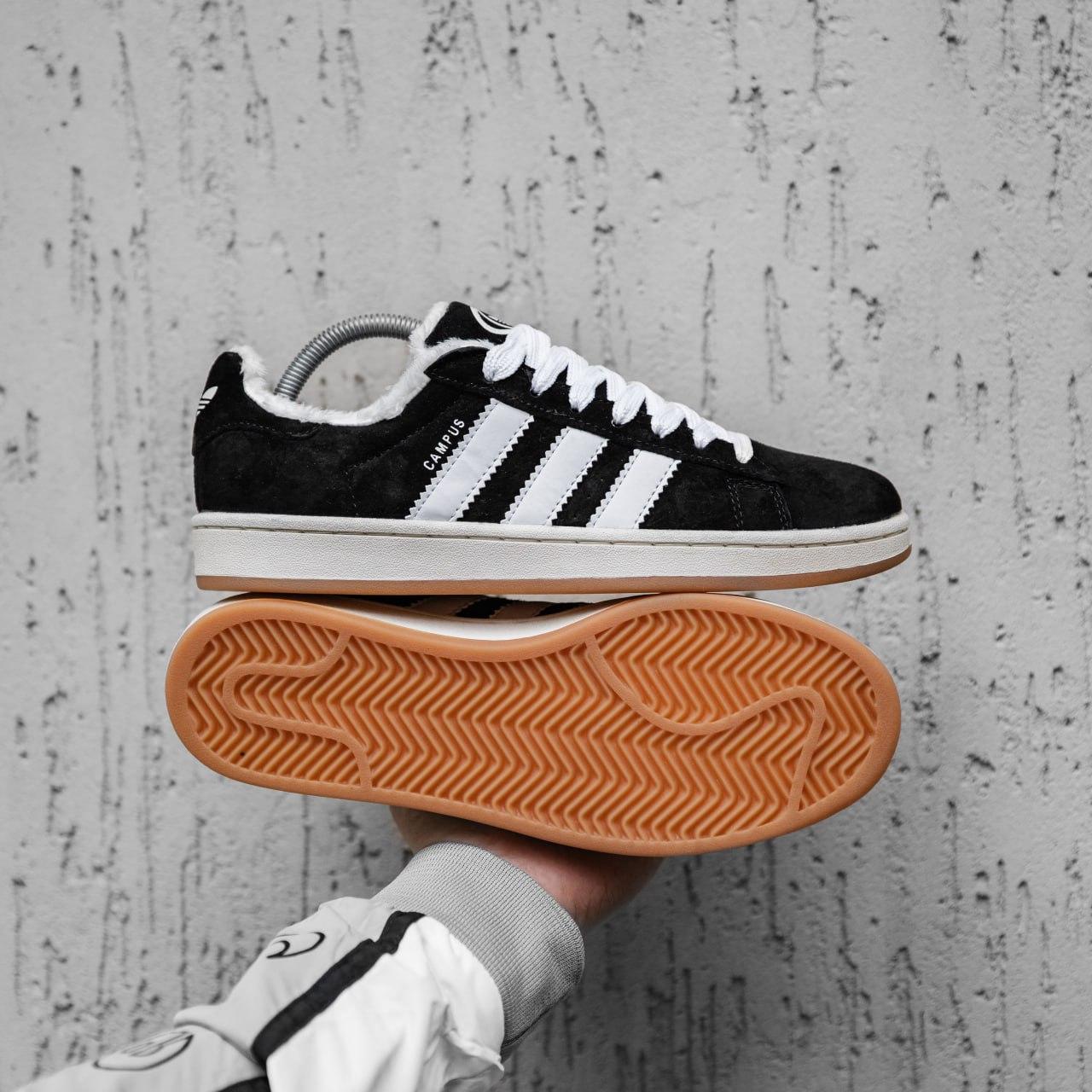 Чоловічі зимові кросівки Adidas Campus (чорні) спортивні повсякденні кроси 2513 Адідас топ, фото 1