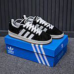 Чоловічі зимові кросівки Adidas Campus (чорні) спортивні повсякденні кроси 2513 Адідас топ, фото 8