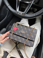 Женская сумка клатч Guess Mini Bag Brown (коричневая) AS189 подарочная стильная сумочка на длиной цепочке