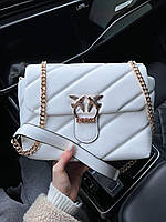 Женская подарочная сумка Pinko Puff White Gold (белая) AS213 модная стильная с птичками экокожа для девушки