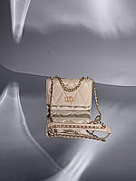 Женская подарочная сумка клатч Chanel Medium Bag Beige (бежевая) KIS0458 стильная на декоративной цепочке