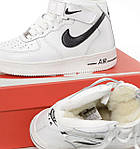 Чоловічі зимові кросівки Nike Air Force 1 High Winter (білі з чорним) високі модні кеди з хутром К14039 топ, фото 3
