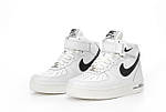 Жіночі зимові кросівки Nike Air Force 1 High Winter (білі з чорним) високі утеплені кеди на хутрі К14039 топ, фото 5