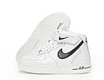 Жіночі зимові кросівки Nike Air Force 1 High Winter (білі з чорним) високі утеплені кеди на хутрі К14039 топ, фото 7