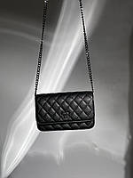 Женская подарочная сумка клатч Chanel Mini Black Dot (черная) KIS0460 стильная сумочка на декоративной цепочке