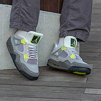 Мужские кроссовки Nike Air Jordan Retro 4 Grey\Green (серые) повседневные спортивные деми кроссы i1490 house