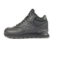 Мужские зимние кроссовки New Balance 574 (чёрные) высокие модные тёплые кроссы на меху О3853 house