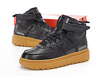 Мужские зимние кроссовки Nike Air Force 1 Gore-Tex Winter (чёрные) высокие модные кеды с мехом К14474 cross