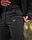 Штани зимові Хантер Софтшелл чорні утеплені термофліс, фото 4