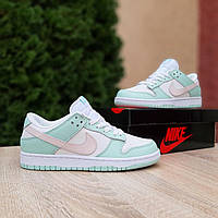 Женские кроссовки Nike Sb Dunk Low (светло-зелёные с белым) низкие красивые стильные кеды О20835 cross