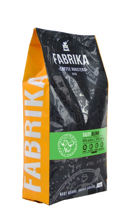 Кофе в зернах Fabrika Tasty 1 кг 80% Арабика, 20% Робуста - фото 1 - id-p2005027826