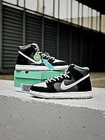 Высокие зимние серые кожаные мужские кроссовки Nike SB Dunk High на меху