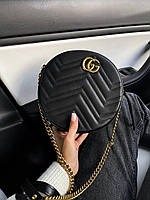 Женская сумка Gucci (чёрная) красивая повседневная маленькая круглая сумочка art0346 house