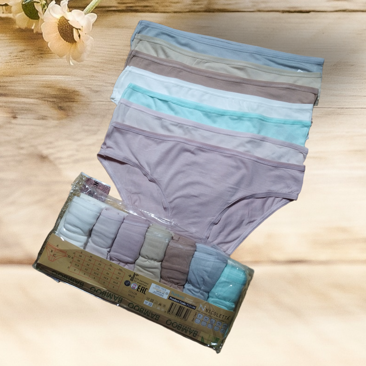 Жіночі трусики бамбукові Nicoletta набір 7 шт в уп Розміри M L XL XXL, фото 1