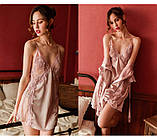 Атласний пеньюар жіночий короткий з мереживом – красивий одяг для відпочинку, романтичний подарунок, фото 5