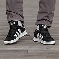 Женские кроссовки Adidas Campus Black\White (черные) спортивные повседневные деми кроссовки 1519 Адидас