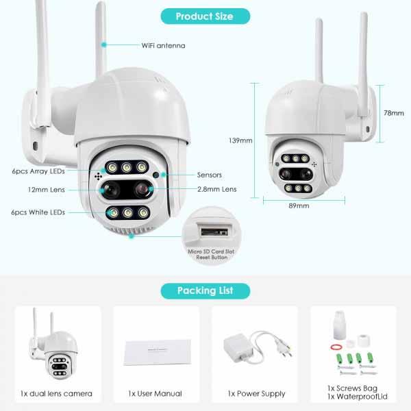 Камера видеонаблюдения уличная наружная IP WiFi Camera 4к 8мп 8X ЗУМ App: ICSEE - фото 4 - id-p2005053687