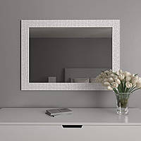 Настенное зеркало в широкой оправе | 106х76 Белое | Black Mirror для дома | магазина | офиса