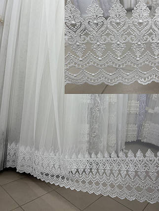 Грек-сітка з вишивкою по низу №80588 біла на відріз, фото 1
