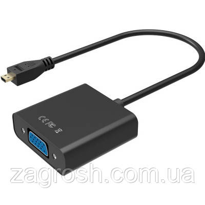 Promo Ціна! Перехідник micro HDMI M to VGA F 0.3m 4K/2K Black Voltronic (YT-C-mcHDMI(M)/VGA(F)-B) - тільки на ZaGrosh.com.ua, фото 1