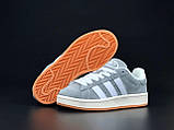 Жіночі зимові кросівки Adidas Campus замшеві молодіжні з хутром сірі білі бежеві, фото 6