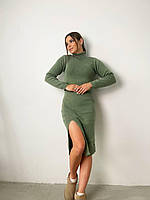 Практична жіноча сукня гольф з розрізом довжина міді Smva8770