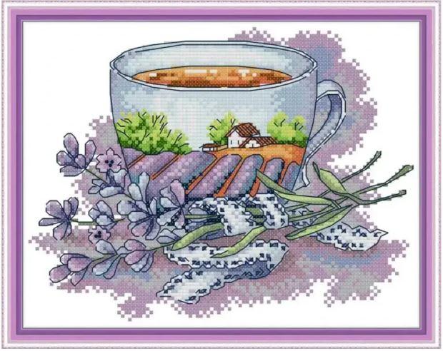 Набір для вишивання за нанесеною на канву схемою "French teacup". AIDA 14CT printed, 27*20 см