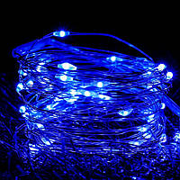 Гірлянда на батарейках 10м+ USB, 100-LED, колір - синій, постійне світіння