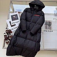 Зимнее оригинальное чёрное пальто Prada Прада
