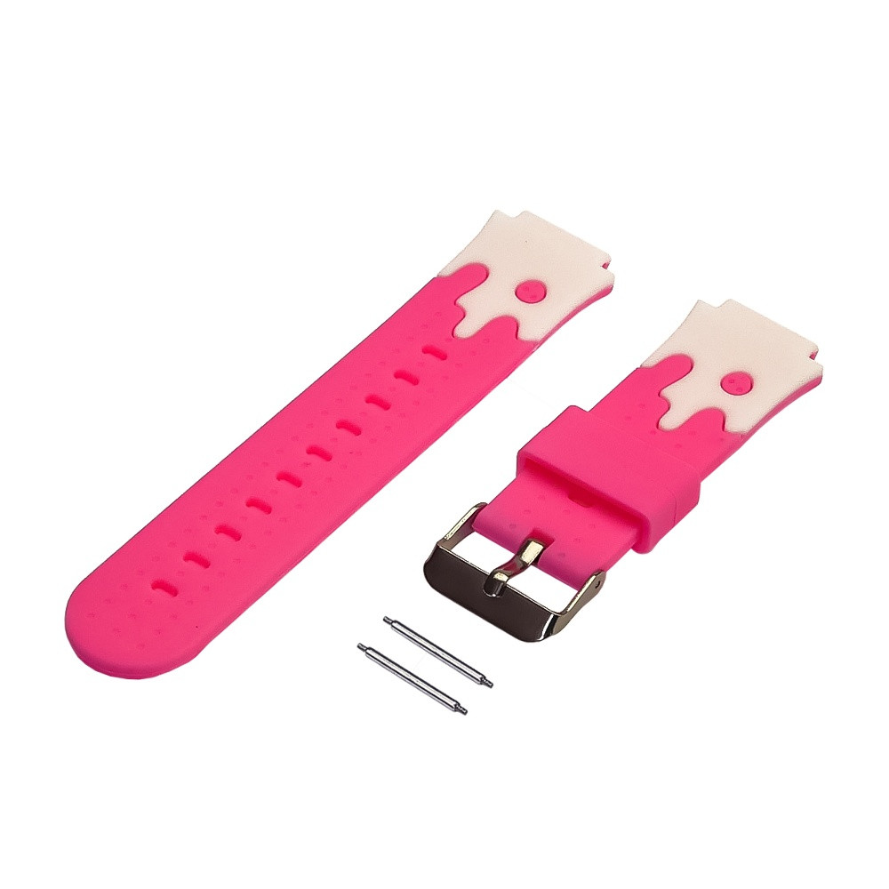 DR Ремінець для дитячих годинників 16 mm рожево-білий