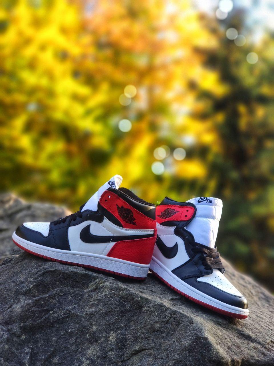 Кросівки чоловічі чорно-білі Jordan Retro 1 Black Red White (01686)