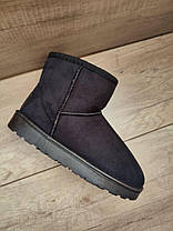 Уги замшеві короткі екозамша жіночі чорні з чорною лейблом UGG на заднику унісекс, фото 4