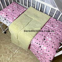 Комплект дитяча тепла ковдра на овчині 135 см*100 см та подушка в ліжечко дитини