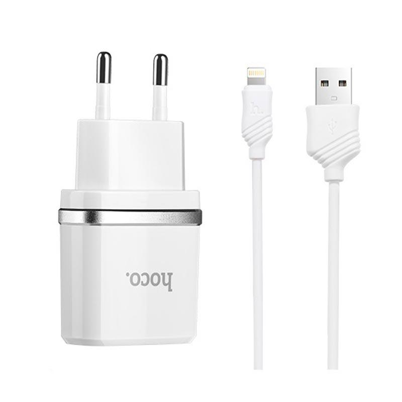 Адаптер сетевой Hoco Lightning cable C11 6957531047735 білий, фото 1