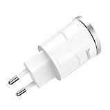 Адаптер мережевий Hoco Thunder C38A на 2 порти USB-A блок живлення білий, фото 3