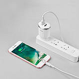 Адаптер мережевий Hoco Thunder C38A на 2 порти USB-A блок живлення білий, фото 4