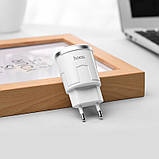 Адаптер мережевий Hoco Thunder C38A на 2 порти USB-A блок живлення білий, фото 5